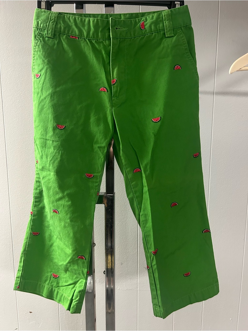 Lands End Kids Youth Green Embroidered Watermelon Chino Pants